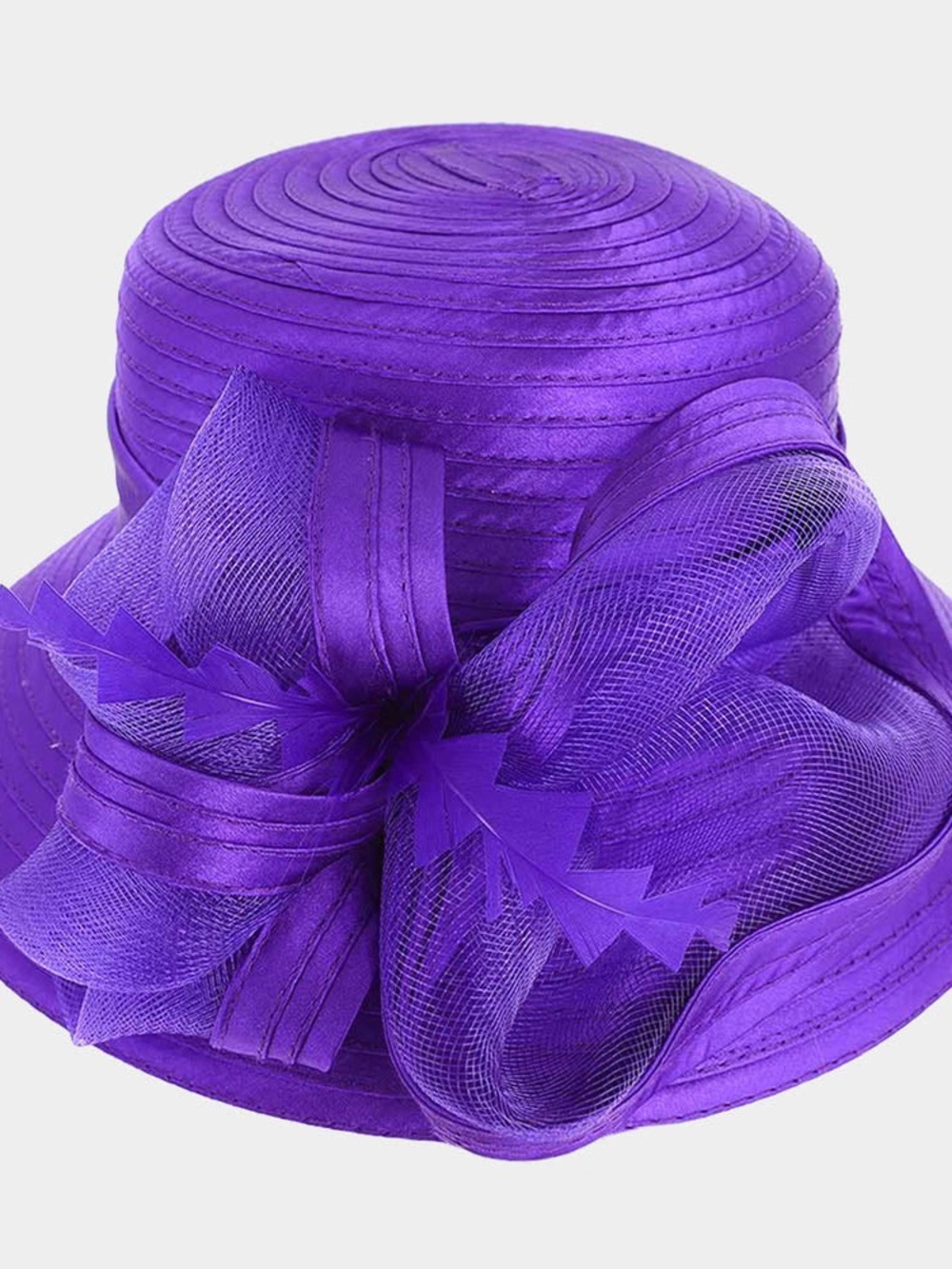 Elegant Purple Women’s Dress Hat with Decorative Bow - Picture 2 of 7
